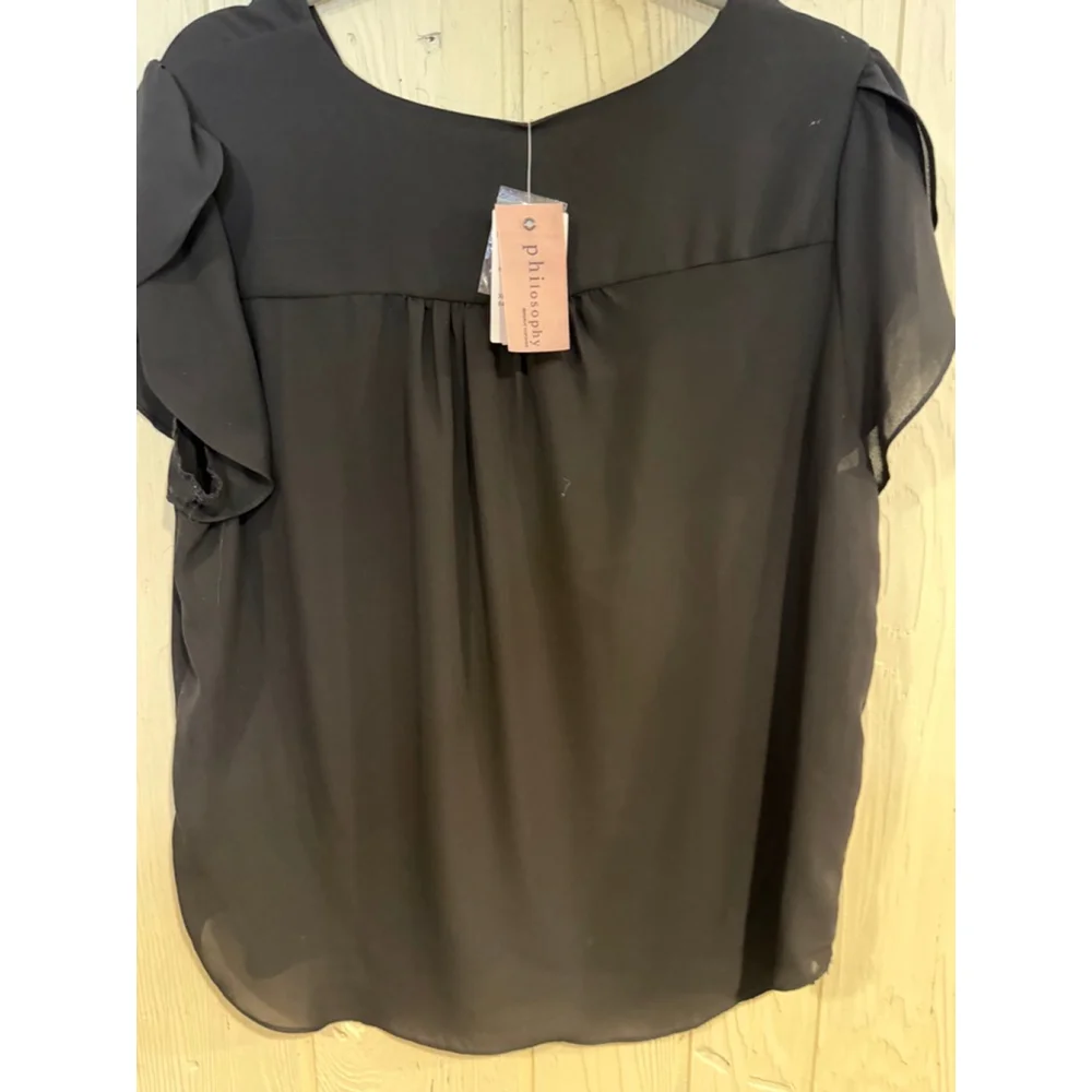 Women's Philosophy Black V-Neck Blouse XL